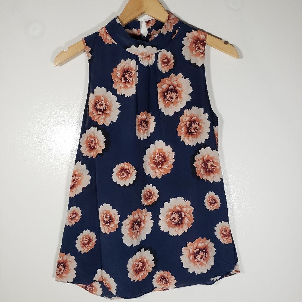 Emerson Rose 100% Silk Floral Print Sleeveless Blouse Size XS